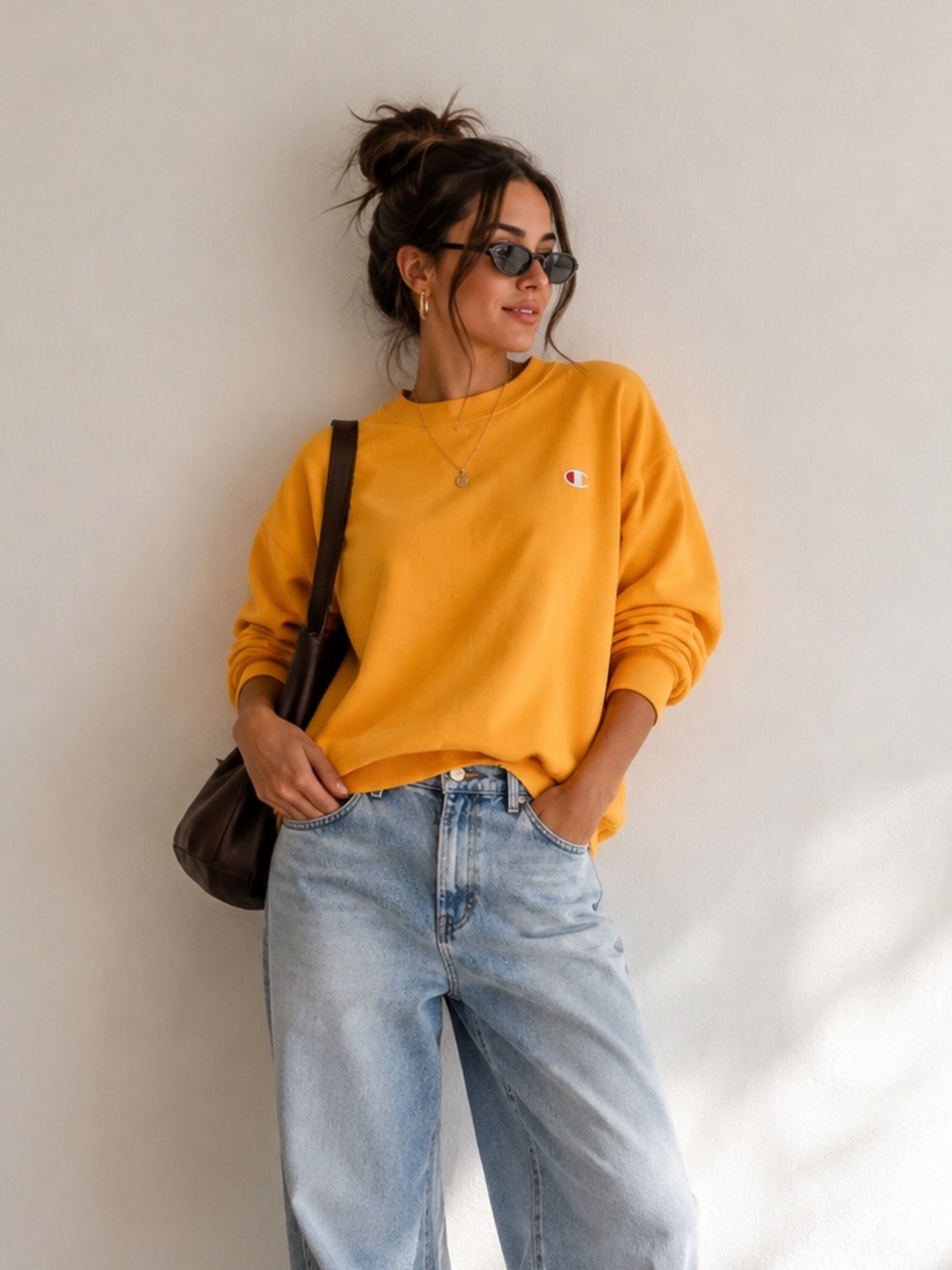Champion Reverse Weave Mustard Gold Yellow Crewneck Sweatshirt
